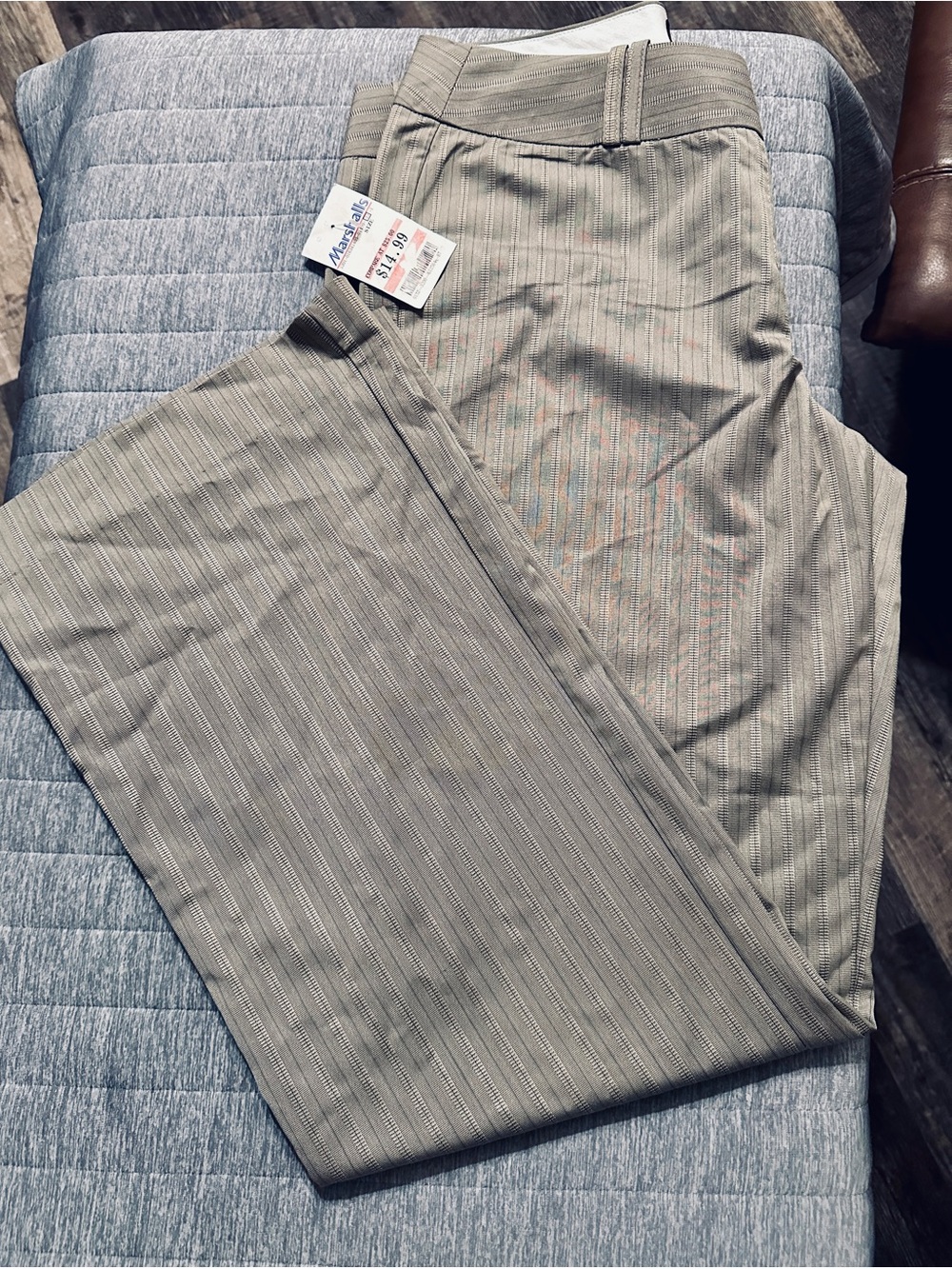 The Limited Olive Pinstriped Drew Fit Dress Pants